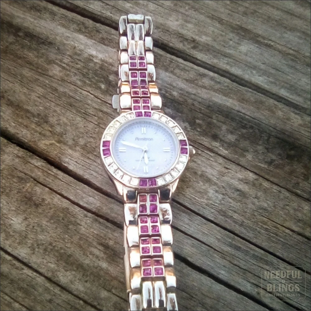 Permitron Purple Crystal Stainless Steel Y2K Quartz Watch 🦩